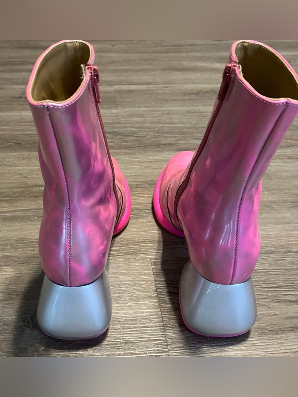 John Fluevog Pink and Silver Haring Boots size 9 - Picture 6 of 8